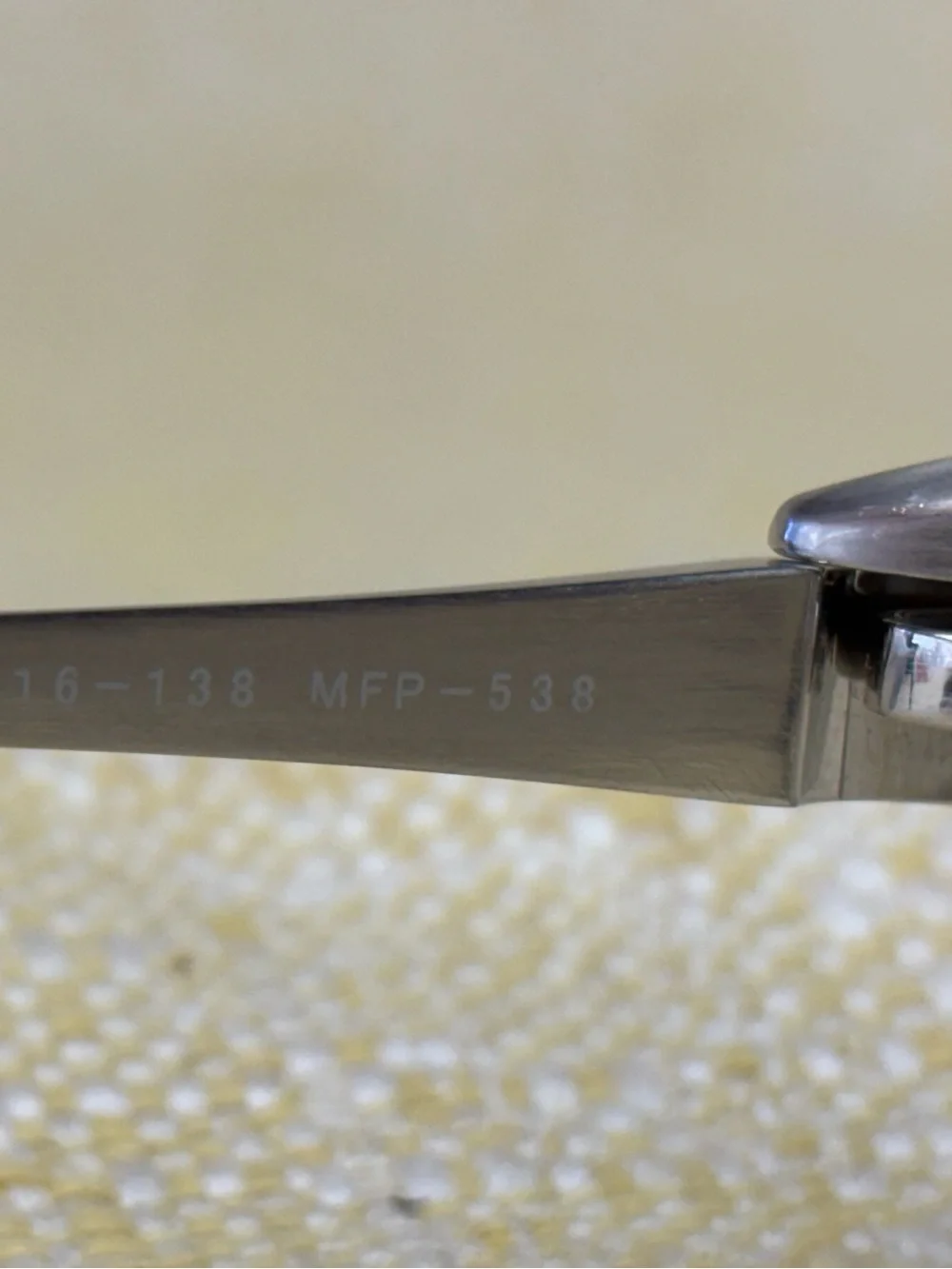 Masaki matsushima Sleek Silver Metal Eyeglass Temples with Engraved Model Code